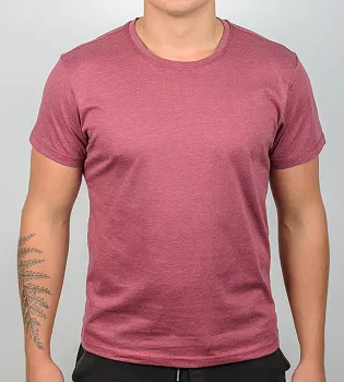 Футболка чоловіча Однотонна Бордовий меланж 1300м,  (1шт), L