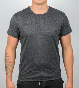Футболка чоловіча Однотонна Т.Сірий меланж 1300м,  (1шт), L