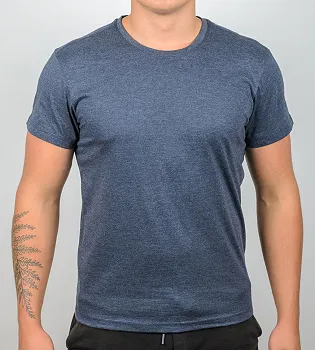 Футболка чоловіча Однотонна Т.Синій меланж 1300м,  (1шт), M