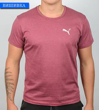 Футболка МЕЛАНЖ Puma вишивка 1452м (Уп.4шт M-XXL), Бордовий меланж