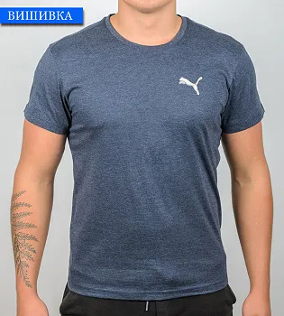 Футболка МЕЛАНЖ Puma вишивка 1452м (Уп.4шт M-XXL), Т.Синій меланж