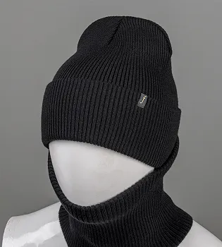 Комплект "Подвійна резинка з відворотом без підкладки + Баф" (С2218), Чорний