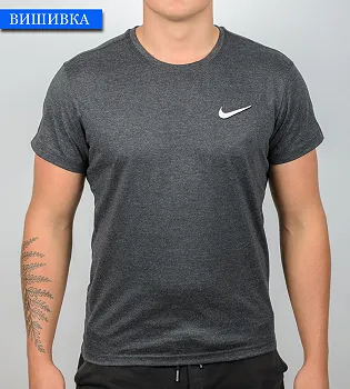 Футболка МЕЛАНЖ Nike вишивка 1451м (Уп.4шт M-XXL), Т.Сірий меланж