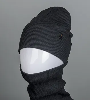 Трикотажний комплект Рубчик Шапка + Баф FERO (20222), Чорний