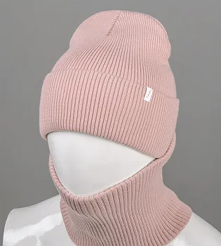 Комплект "Подвійна резинка з відворотом без підкладки + Баф" (С2218), Пудра