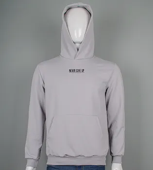 Худі двонитка Never Give Up Світло-сірий 9452с,  (1шт), XXL