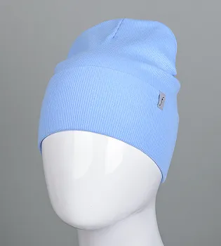 Шапка трикотажна Рубчик з відворотом FERO (20216), Блакитний
