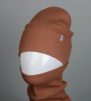 Трикотажний комплект Рубчик Шапка + Баф FERO (20222), Мокко