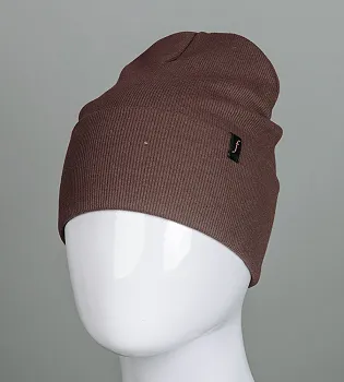 Шапка трикотажна Рубчик з відворотом FERO (20216), Мокко